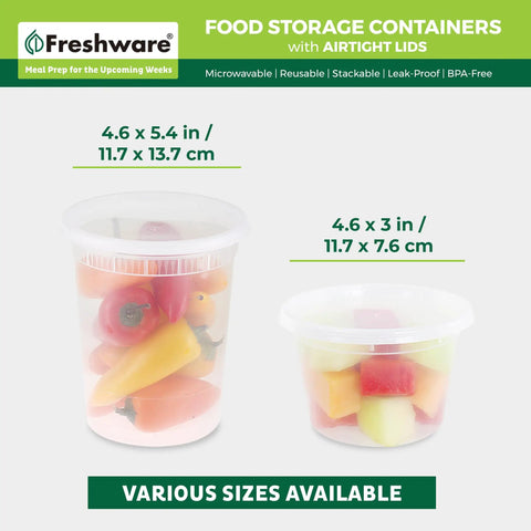 Keep Meals Fresh All Week With These Heavy Duty Plastic Deli Containers Featuring Tight Sealing Lids That Actually Stack Straight Up Microwave And Freezer Safe Bpa Free Clear Design Makes Meal Prep A Total Fire Win For Your Busy 48 Pack Kitchen Setup, featuring various sizes with fresh vegetables.