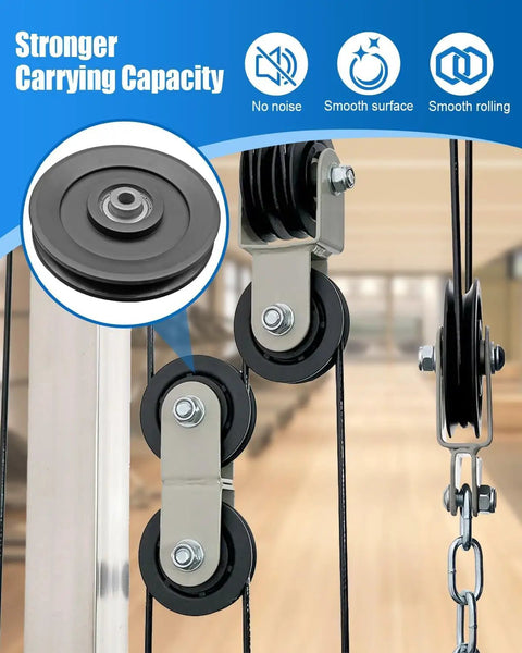 Heavy Duty 4 5 Inch Nylon Pulley Wheel For Smooth Cable Guidance 360 Degree Swivel Roller smooth rolling design close-up view.