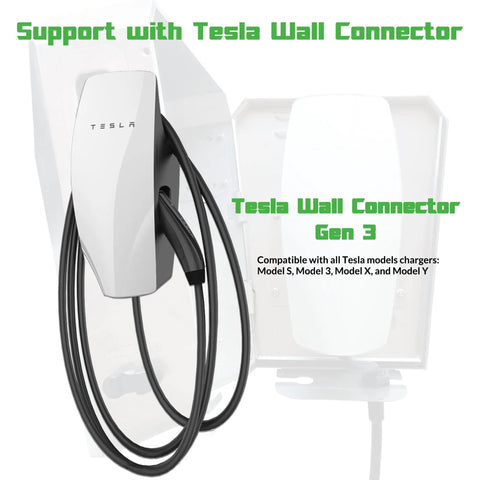 Tough As Nails 304 Stainless Steel EV Charger Enclosure with Tesla Wall Connector mounted on a wall, weather resistant housing.