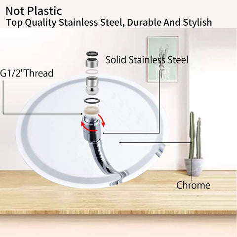 Assembly of 16 Inch Round Stainless Steel Rain Shower Head With High Pressure Chrome Finish, showing G1/2" thread components