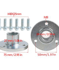 Beefed Up Rear Live Axle Kit With 5 Inch Wheel Assembly, 428 Sprocket Hub And Brake Caliper components with measurements