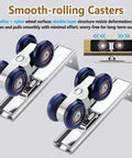 Heavy Duty Aluminum Sliding Door Track Kit Built Tough For Easy Custom Cutoff Sizes Featuring Quiet Zinc Nylon Rollers and Rock Solid Bypass Ghost System for a Super Smooth Room Divider Glide with smooth-rolling casters.