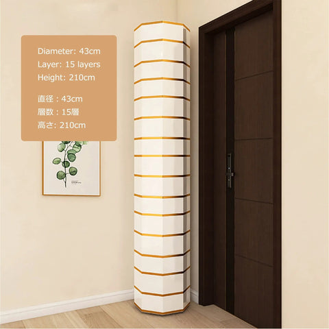 360 Spin Lazy Susan Shoe Organizer Octagon Vertical Tower featuring 15 layers, 43cm diameter, sleek design in modern closet.