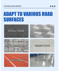 Image showing various road surfaces including asphalt, stone, rough stone, cement, plastic track, and epoxy floor.