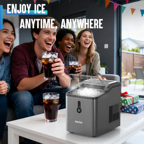 Countertop Nugget Ice Maker With FlashChill For Fast Ice In Six Minutes, Chewable Nuggets For Quick Cold Drinks at a party