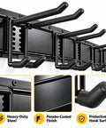 Hella Sturdy Garage Tool Organizer Wall Mount With Rock Solid Heavy Carbon Steel Frame 66 Inch showing hooks and sturdy frame.