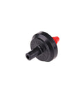 Pressure Compensating Dripper One Half GPH For Drip Irrigation, 50-Pack Red And Black, Ideal For Shrubs And Trees, close-up view