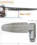 Tough As Nails Reversible Cam Rise Hinge Chrome Finish For Freezer Cooler And Refrigerator Doors showing dimensions and offset details.