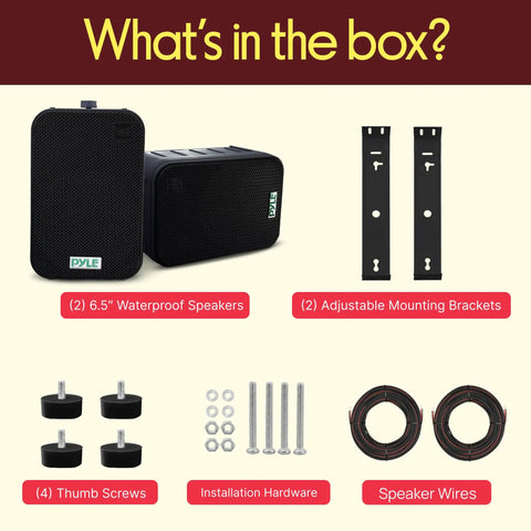 Dual Waterproof Outdoor Speaker System With 6.5 Inch Weatherproof Wall Or Ceiling Mount Speakers accessories and components