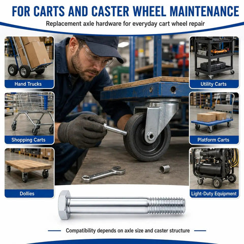 Real Deal Heavy Duty Caster Wheel Bolt Kit 5/16 18 Thread By 2.24 Inch Carbon Steel Fasteners in use for shopping carts repair.