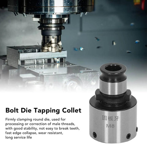 Carbon Steel Round Die Tapping Collet Chuck GT12 M8 with Hex Wrench for Lathe Tool Quick and No Fuss Install High Hardness