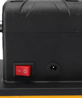 Hustle Ready Cordless Mini Bench Grinder Featuring Dual 3 Inch Grinding Wheels, close-up of power switch and motor design.