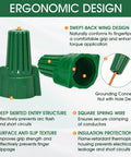 Winged Ground Wire Connector Nuts With Hole, Spring Loaded Wire Nuts For Safe Electrical Connections, ergonomic design features displayed