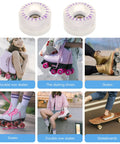 Two Pack LED Light Up Quad Roller Skate Wheels With Bearings For Indoor And Outdoor Skating, product collage with skates