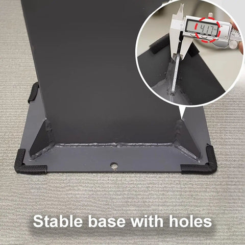 Stable base of Built Tough As Nails Waterproof EV Charger Holder Cast From Rust Resistant Galvanized Steel with measurement detail.