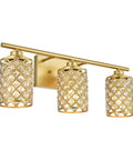 Three Light Gold Bathroom Light Fixtures with Crystal Accents for Dope Modern Farmhouse Vanity Wall Lamps Over The Mirror