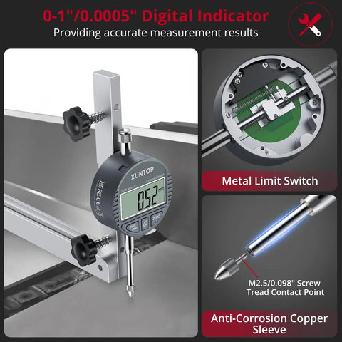 Digital Table Saw Alignment Gauge With 0.0005 Inch Resolution And Fast Response, Pro Grade Anodized Aluminum Bar on a table saw
