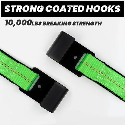 Strong coated hooks of Tow Dolly Basket Harness 2 Pack, Heavy Duty Tire Net Cover Fits 14 To 19 Inch Rims, 10000 Lbs Breaking Force Flat Hook.