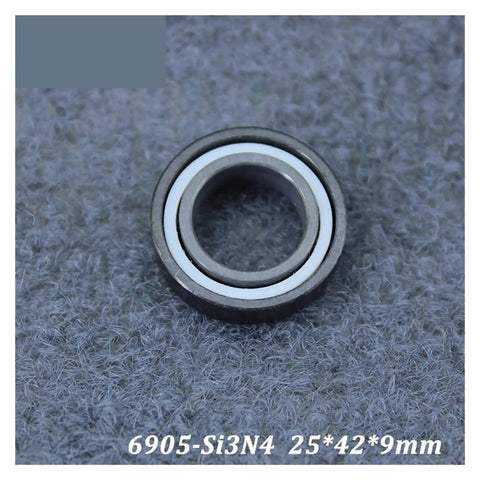 6905 Full Ceramic Ball Bearings 25X42X9Mm Silicon Nitride Si3N4 Double Sealed showing detailed view on a soft gray background.