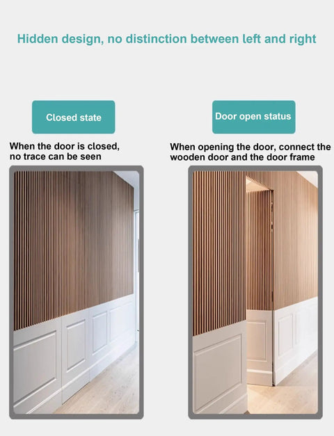 Universal Zinc Alloy Door Hinges Hydraulically Adjustable Three Way Smooth As Butter Silent Closing For Folding Automatic Door Closers Silver Set Of 4 Heavy Duty Real Deal, shown in closed and opened door states.