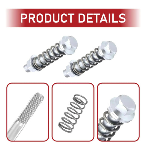 Heavy Duty M10 Exhaust Manifold Bolts And Spring Nuts Kit Heat Crush Proof Carbon Steel fasteners showing bolt head and spring detail.