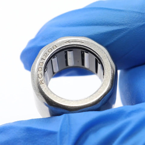 Top Shelf Five Pack One Way Needle Bearing Clutch Release Roller For Smooth Shifting And High RPM Operation Built Tough Heavy Duty Single Needle Roller One Half By Three Quarter By Half Inch showing RC081208 model.