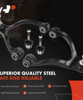 Rock Solid Twelve Piece Front Suspension Kit With Heavy Duty Upper Control Arms And Sway Bar Links For Ford Crown Victoria Lincoln Town Car Mercury Grand Marquis Left And Right components showcasing black steel control arms and ball joints.