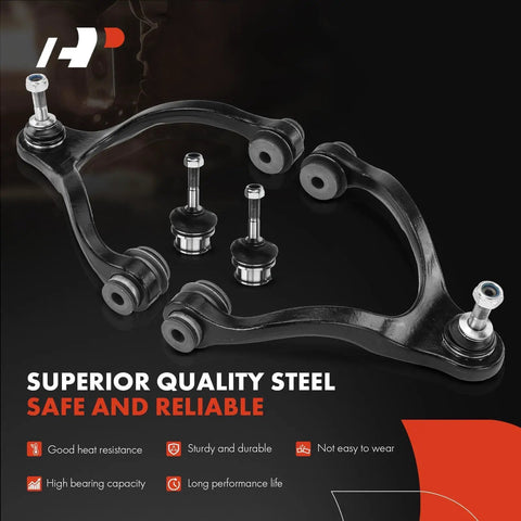 Rock Solid Twelve Piece Front Suspension Kit With Heavy Duty Upper Control Arms And Sway Bar Links For Ford Crown Victoria Lincoln Town Car Mercury Grand Marquis Left And Right components showcasing black steel control arms and ball joints.