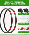 2 Pack 24 Inch Foldable Bike Tire Set With Inner Tubes Rim Strips And Tire Levers 8 Piece Kit for Youth MTBs Cruisers Mountain Bikes