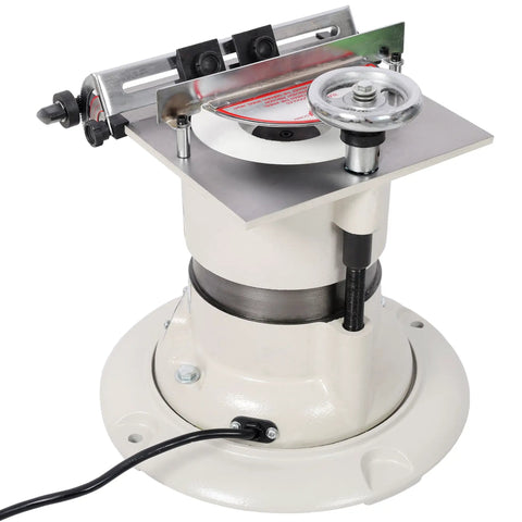 Close-up view of Shop Grade Cast Iron Knife And Cutter Grinder Featuring A Beefy Half Horsepower Motor and adjustable angle gauge.