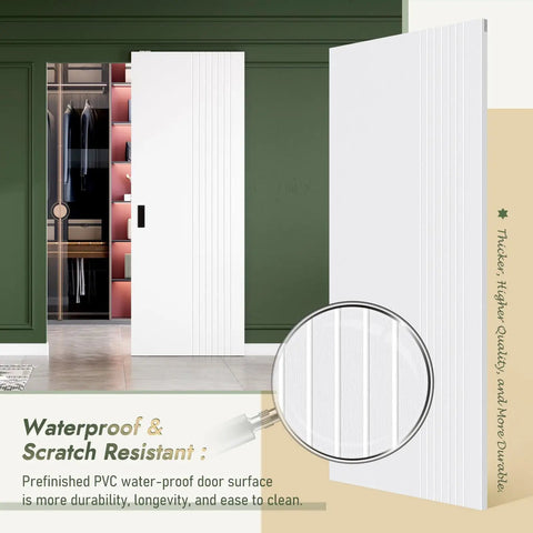 White Concealed Sliding Barn Door Kit Delivers A Slick Glide Ride And No Fuss Assembly For Tight Openings and showcases two barn doors in a modern interior.