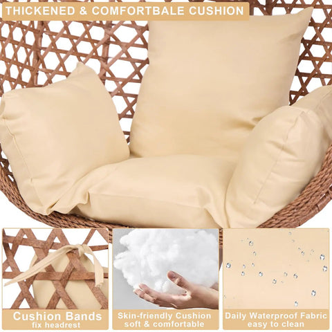 Cozy Hexagon Rattan Egg Swing Chair With Stand For Home And Outdoor Chill Wicker Hammock Lounge Chair With Cushion