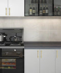 10 Pack 5 Inch Brushed Gold Cabinet Handles Premium Aluminum Zinc Alloy Hella Sleek Hardware Smooth Glide Action For Kitchen Cupboards Closets And Drawers installed on modern kitchen cabinets.
