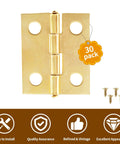 Nifty Mini Brass Hinges 18 X 15 Mm Bulk Pack Of 30 Rock Solid Vintage Hardware image with gold finish and screws.