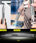 Tiny But Mighty Mini Electric Screwdriver Kit 69 In 1 Cordless Precision Tool used for screws, smartphone, and computer repairs.