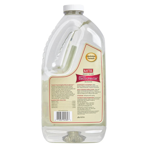 Premium Top Shelf Hummingbird Liquid Nectar Natural Clear Blend Backyard Wildlife Favorite No Sugar Added Daily Hydration Boost 64 Ounce Bottle, clear liquid in a plastic bottle with electrolytes.