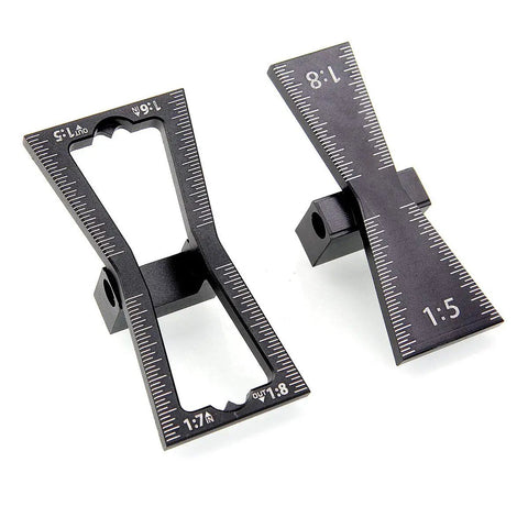 Premium Dovetail Marker Guide Set featuring two aluminum alloy woodworking jigs with measurement markings for precise joinery.