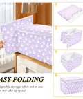 Smooth Folding Storage Bin With Grippy Handles And Snug Velcro Cover Collapsible Oxford Fabric Tote For Closets And Dorm Rooms showing easy folding and storage functionality.