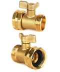Extended Handle No Fuss Brass Hose Shut Off Valve For Garden, Three Quarter Inch Connectors, Heavy Duty Water Shut Off Valve, 2 Pack