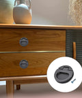 Zinc Alloy Flush Ring Pull Handle 43.5mm 1.71 Inch With Screws Black Versatile Flush Pull installed on wooden cabinet drawer