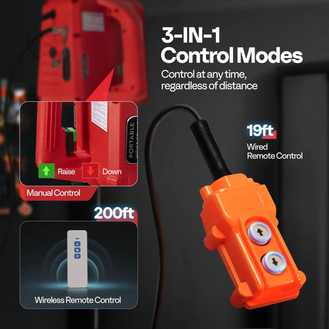 3 In 1 Electric Hoist Winch 1100lbs With 40ft Lift Height For Towing, controls featuring manual and remote modes