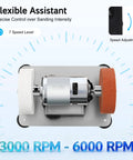 Robust Electric Mini Bench Grinder And Jewelry Polisher Boasting Slick 96 Watt Engine Delivers Tough Six Thousand RPM Spin with motor and adjustable speeds.