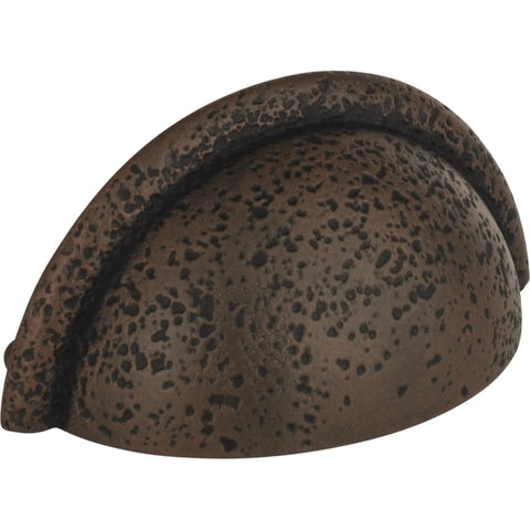 Tough As Nails Rustic Cup Pull Handle For Kitchen Cabinets Designed For The Daily Grind Smooth Glide Action in matte rust finish.