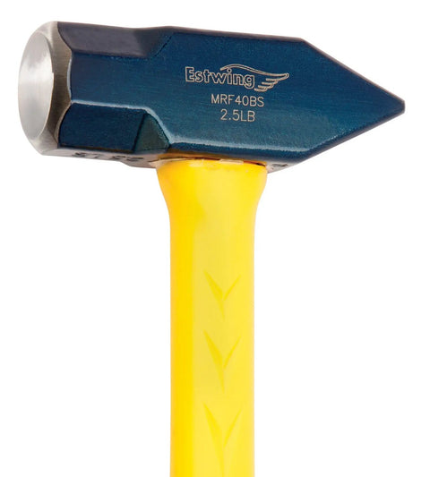 Sure Strike Blacksmith's Hammer 40 Oz Heavy Duty Sledge With Forged Steel Head Fiberglass Handle Yellow Non Slip Grip