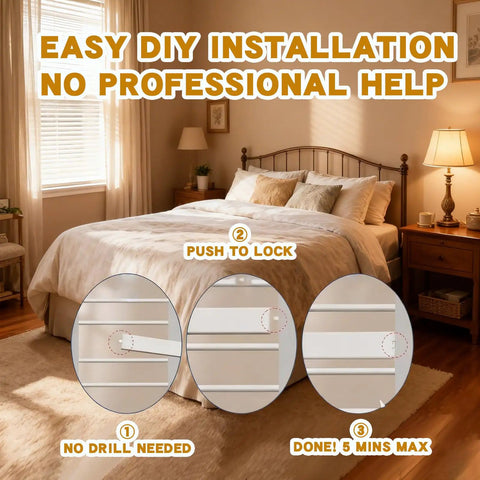 Quick Fit Spring Loaded Shutter Pins No Sweat Install Total Plantation Shutter Repair Kit Easy Drop In image showing easy DIY installation steps.