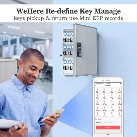 72 Key Lockbox With Smart Lock And Combo Lock, Wall Mount Key Organizer Lockbox, OTP App And Fixed Code Unlock for office use
