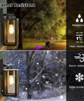 Weatherproof Outdoor Wall Light Fixtures 2 Pack Modern Matte Black Sconces With Glass Shades E26 Sockets in rain and snow.