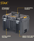 Front view of Extra Large TSTAK Tool Box With Removable Tray For Quick Tool Access And Water Debris Resistant Build Grab And Go Ready Portable