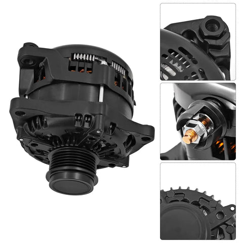 Heavy Duty 330 Amp High Output Alternator Fits Ford F150 Pickup with clear view of connectors and shaft for easy installation.