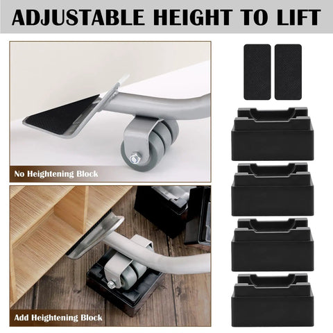 29 Inch Expandable Furniture Lifter Bar With Leverage Force Design Heavy Duty Metal Crowbar Rig With Stackable Raise Blocks